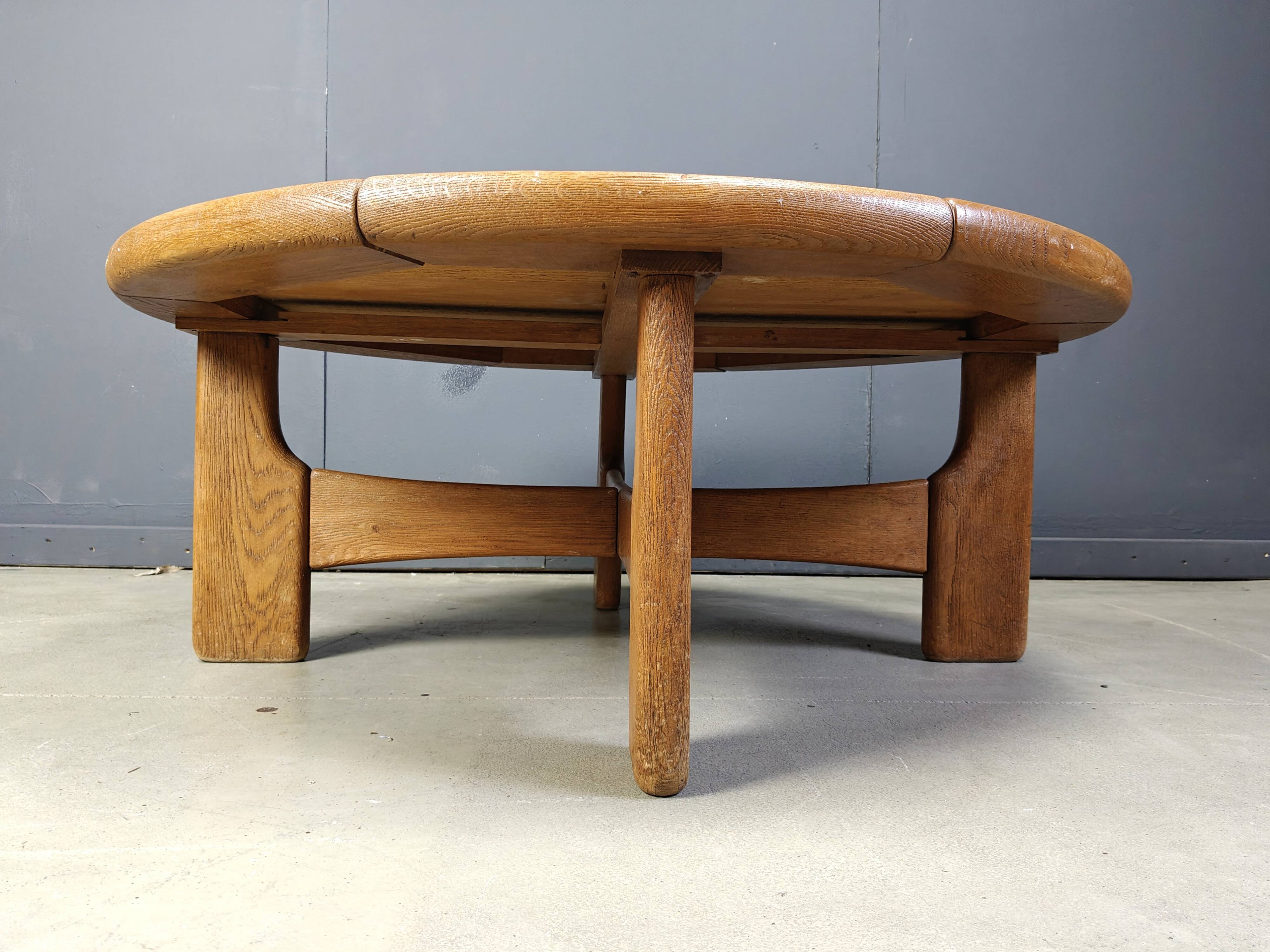 Danish round oak coffee table, 1960s