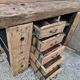 Old established a door and five drawers raw wood