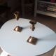 Pair of vintage candlesticks in solid brass and lucite