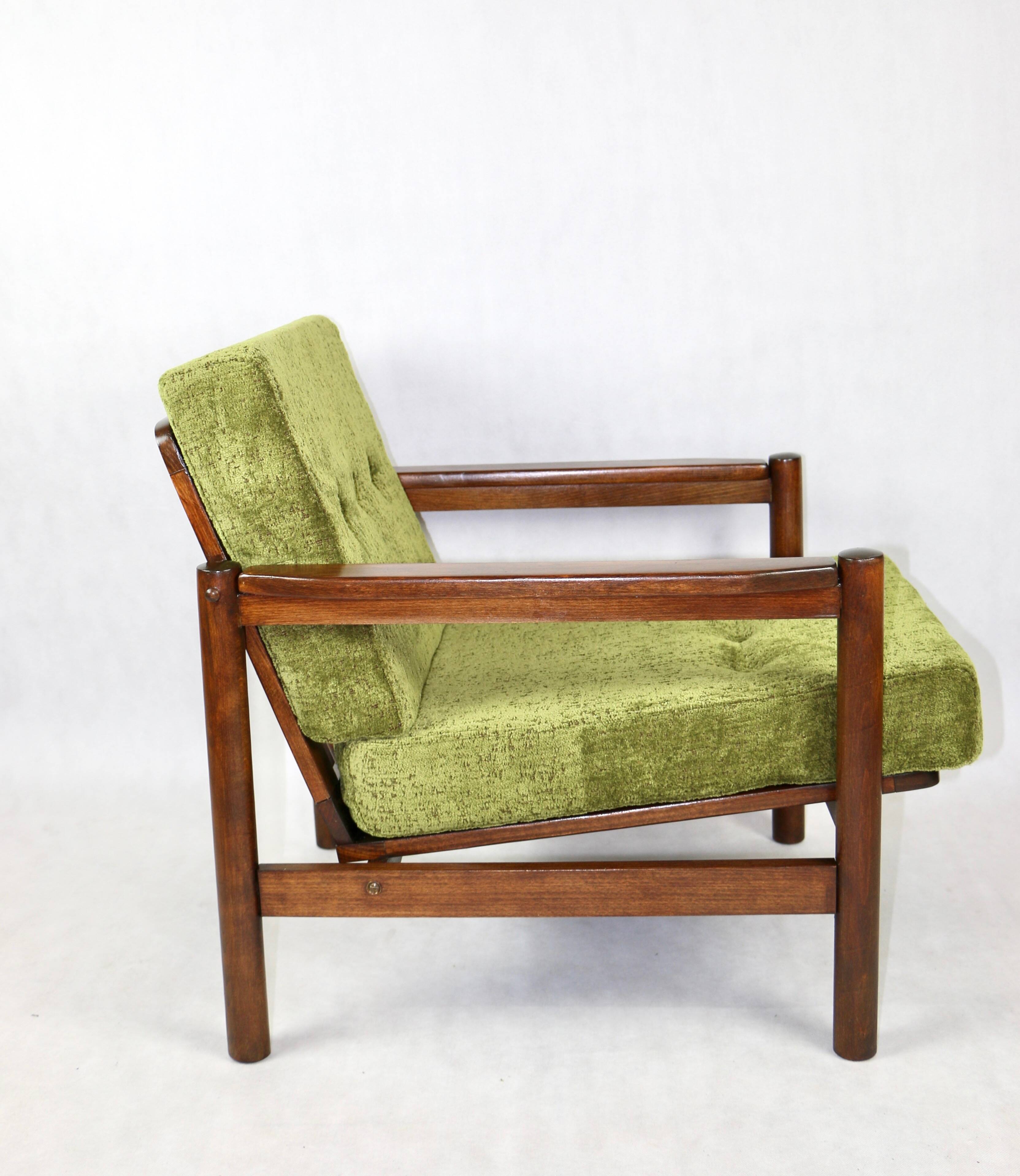 Vintage armchair in green olive, 1970s