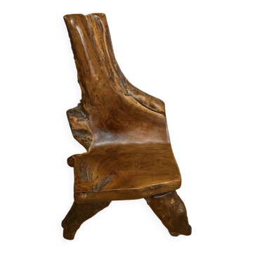 Sculptural armchair in solid wood – Unique piece, organic design