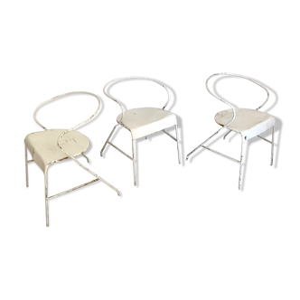 Chaises en métal blanc