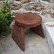 Wood and leather stool, handcrafted African art.