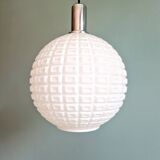 Vintage textured white opaline pendant light, 1960s-70s