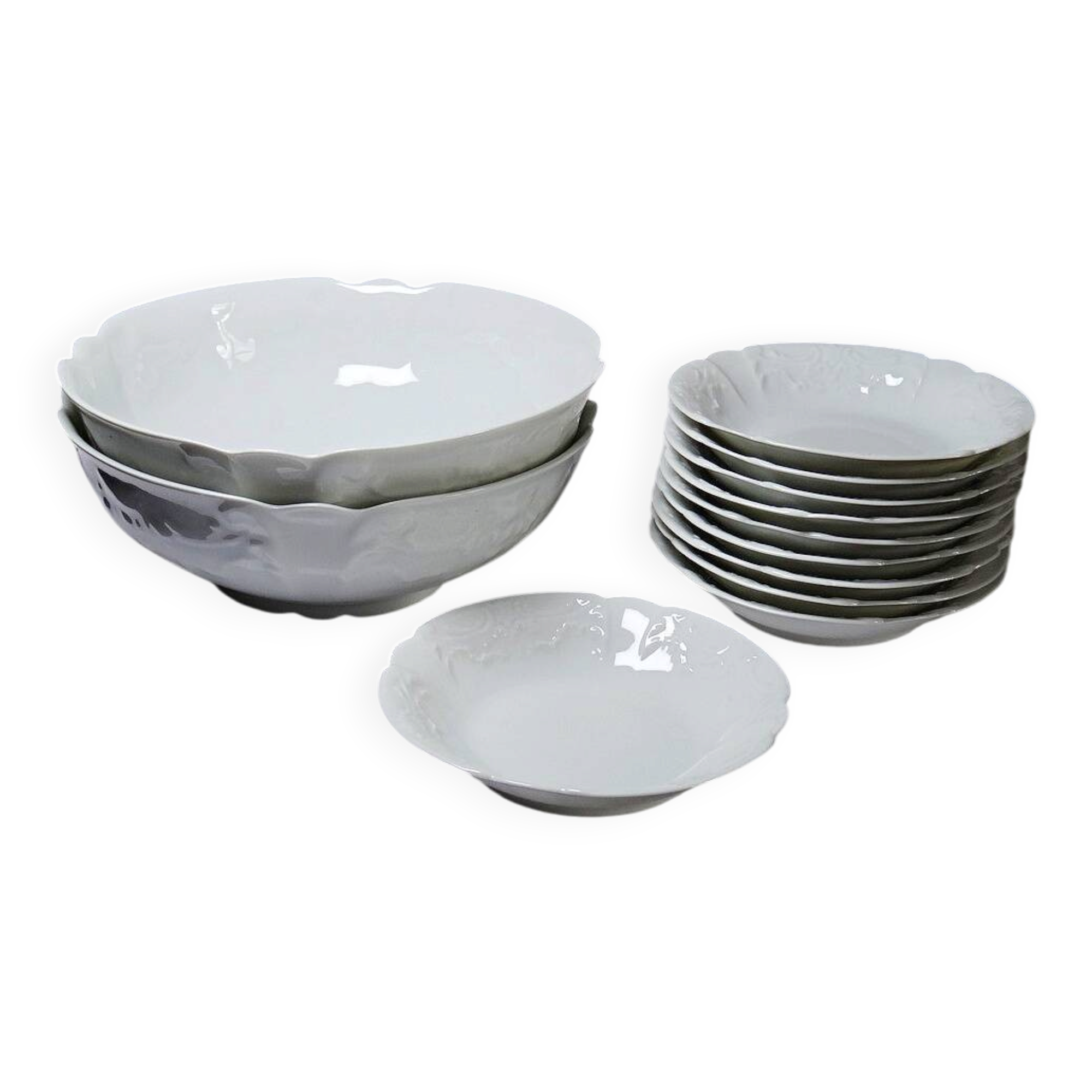 Dessert service Limoges L&Cie Lafarge 12 pieces white porcelain years