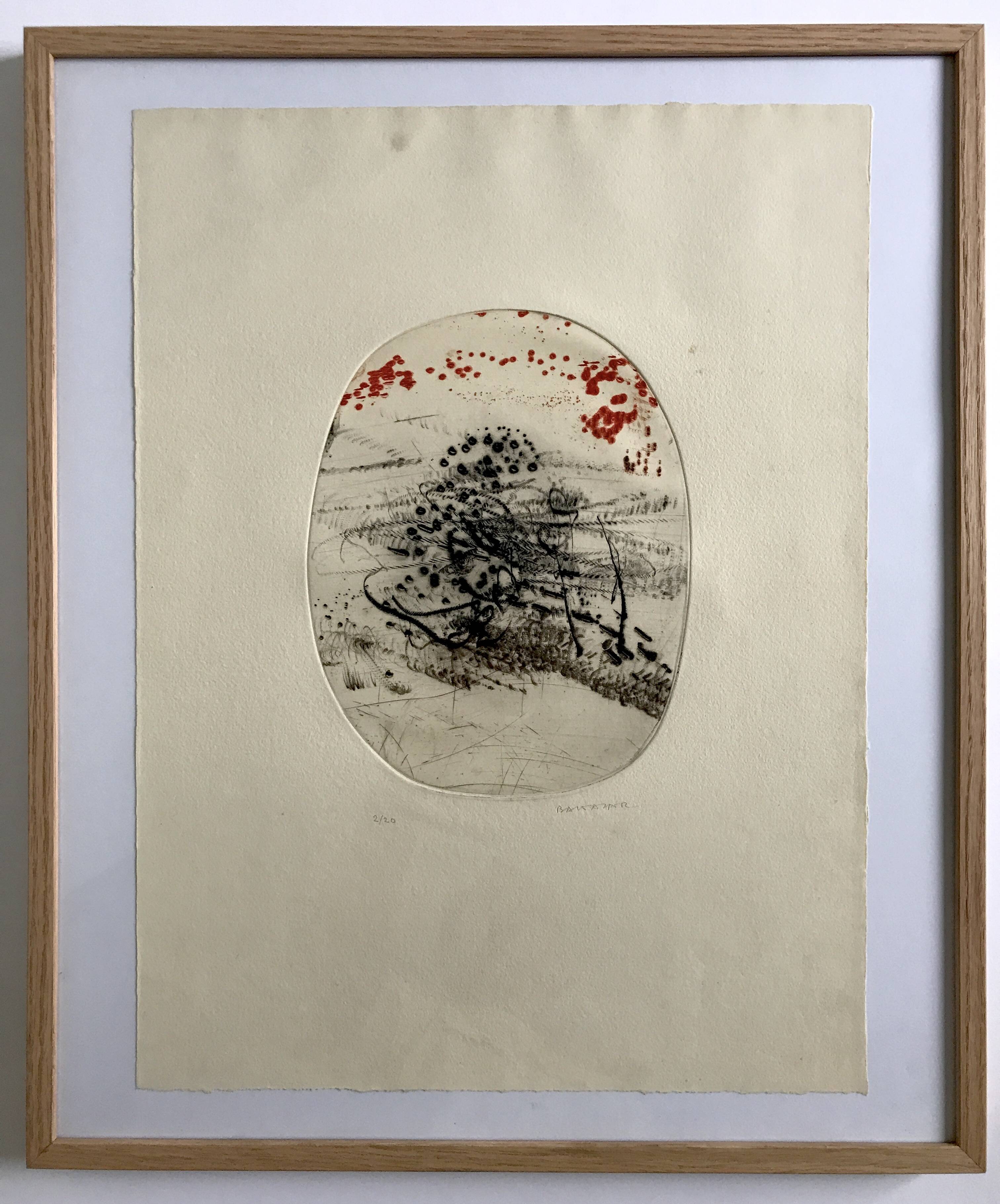 Original engraving signed in pencil by julius baltazar, untitled, circa 1990