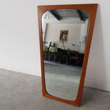 Asymmetrical mirror in Scandinavian teak 70x139cm