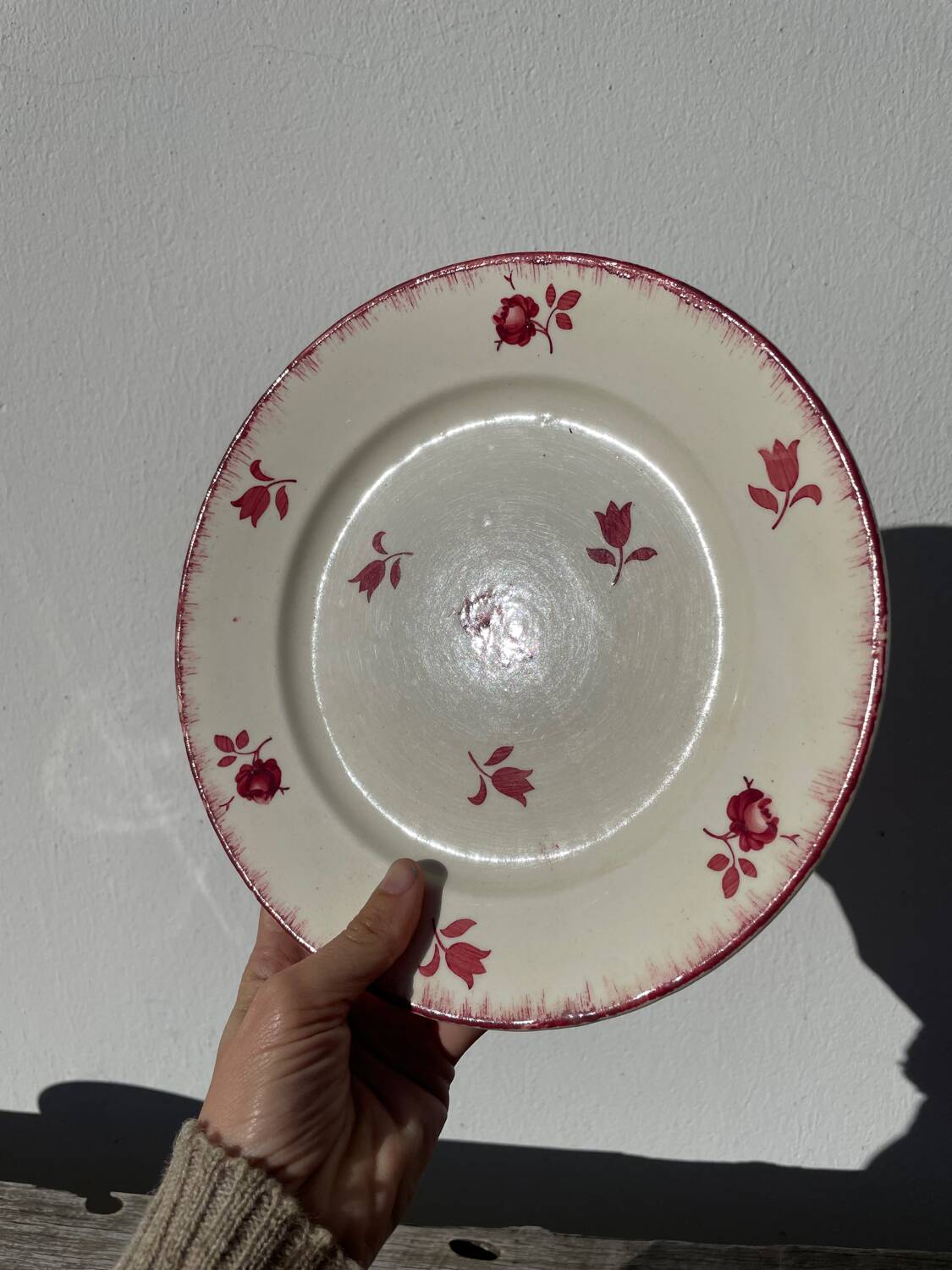 4 old Luneville flower plates