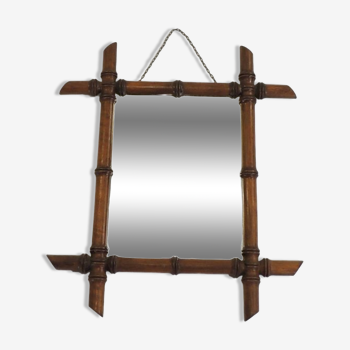 Bamboo/vintage turned wooden mirror