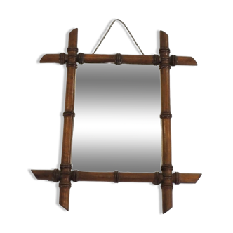 Bamboo/vintage turned wooden mirror