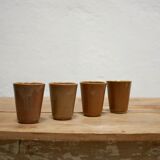 Series of 4 vintage stoneware glasses by the manufacture of Digoin, France