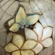 Pendant light, chandelier in mother-of-pearl and brass
