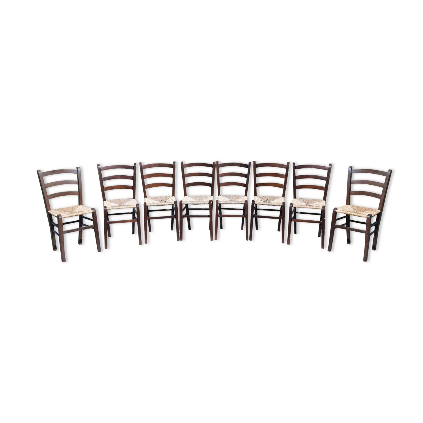 8 chaises paillées anciennes