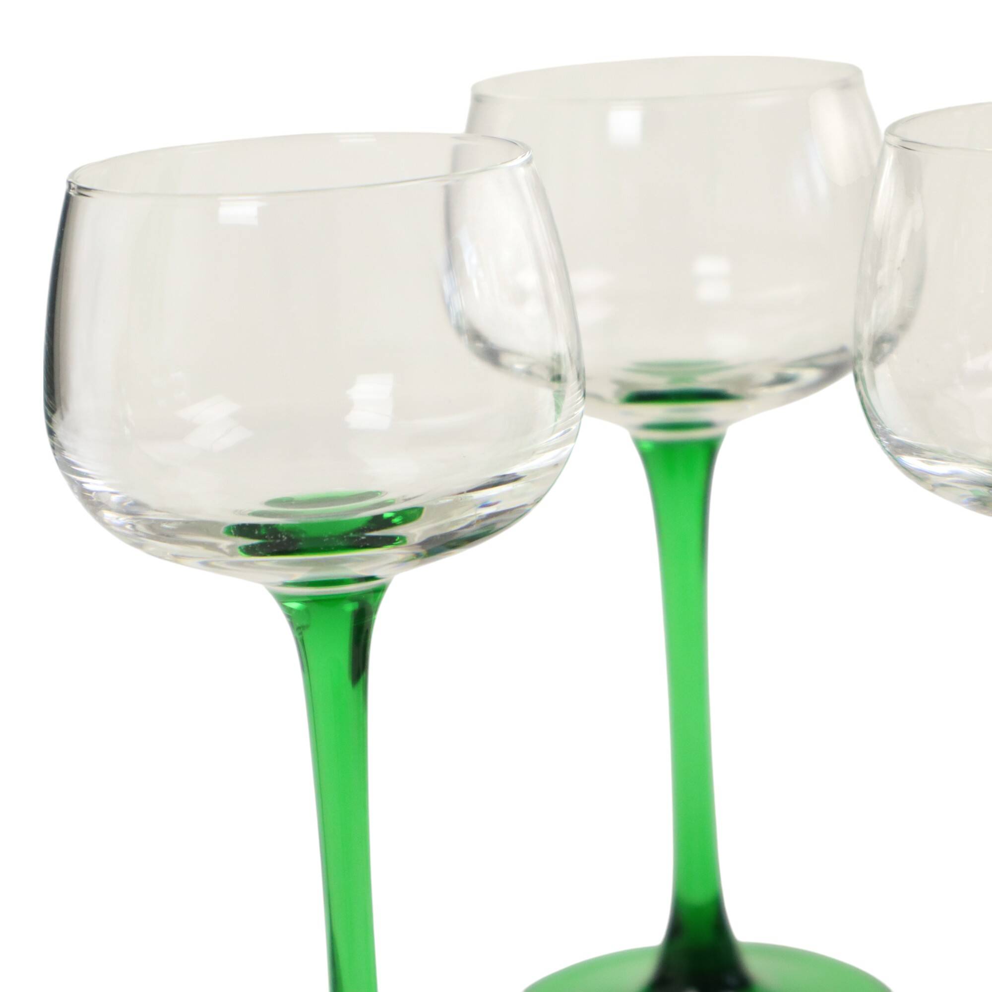 Set of 6 Vintage Luminarc Vins Moselle Wine Glasses Green