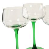 Set of 6 Vintage Luminarc Vins Moselle Wine Glasses Green