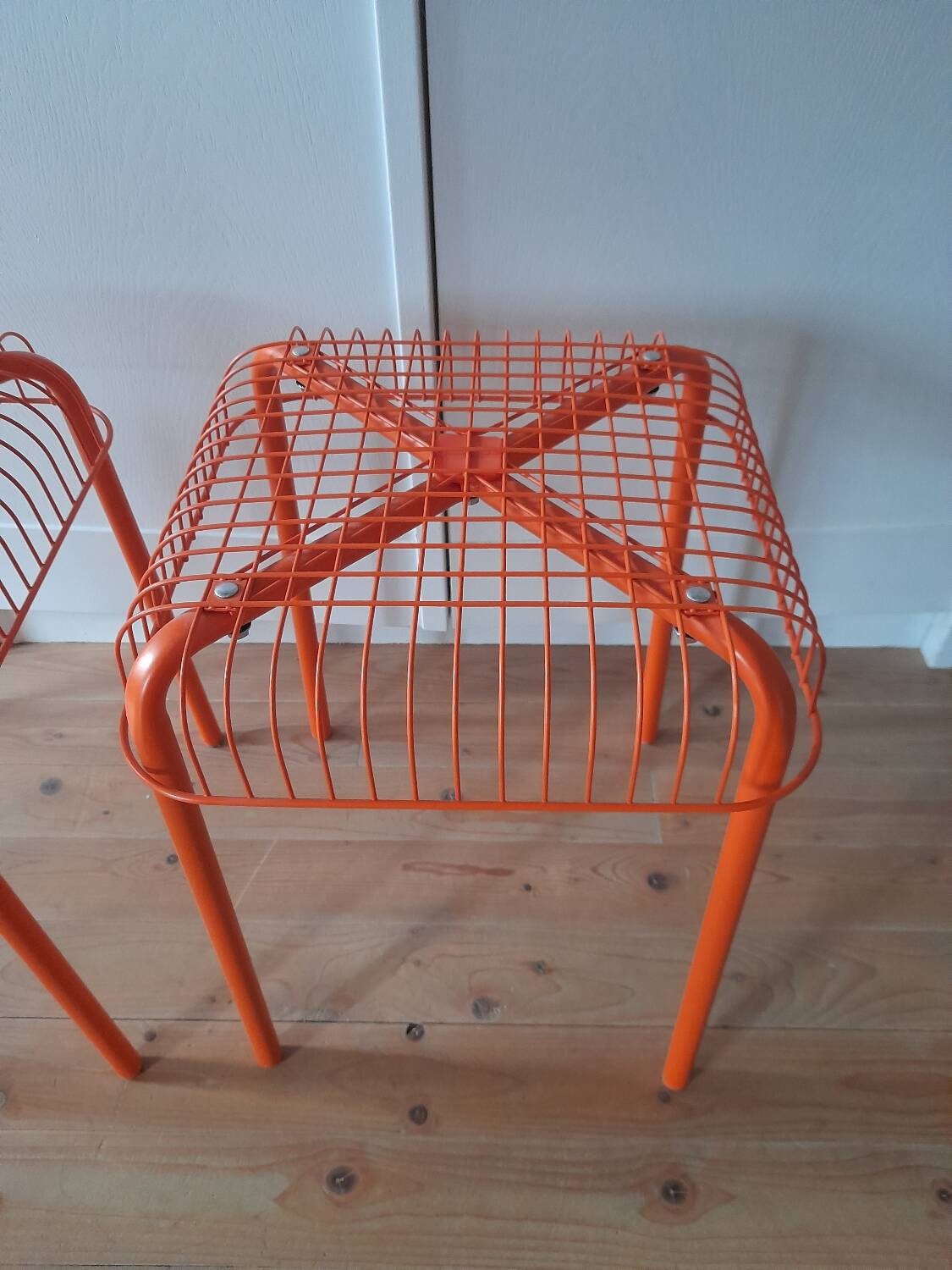 Pair of orange mesh stools Vasteron Ikea