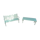 Set of 2 garden benches, for children in cast iron and wood
