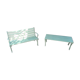 Set of 2 garden benches, for children in cast iron and wood
