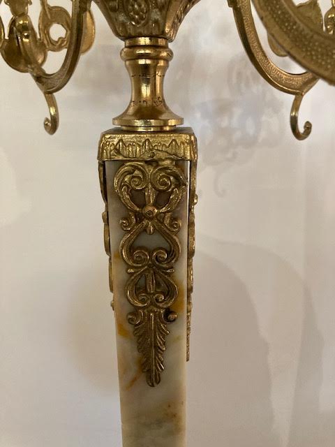 Marble and brass coat rack