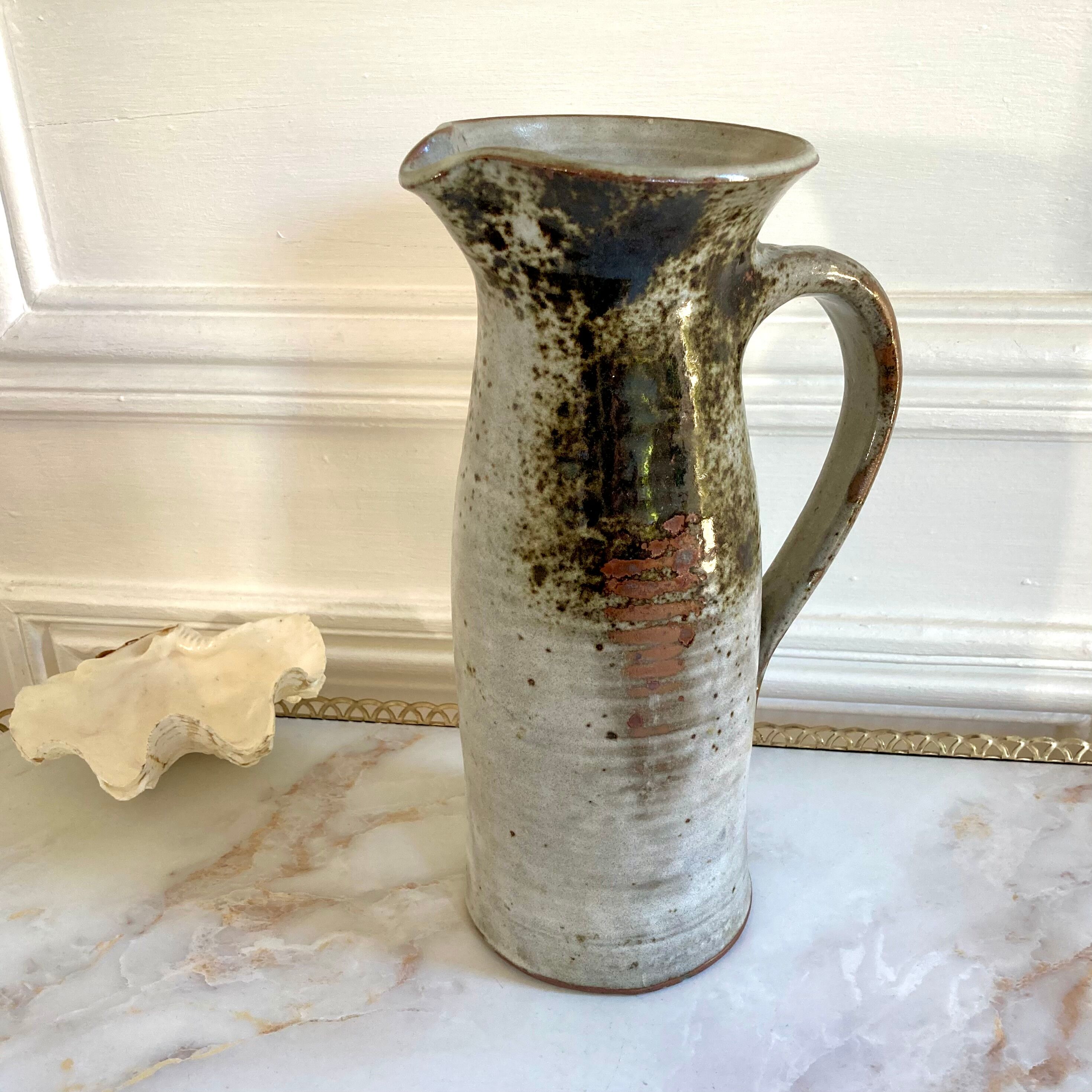Pichet stoneware vase signed Thierry and Chantal Robert - Sanded on the Loir - 1970