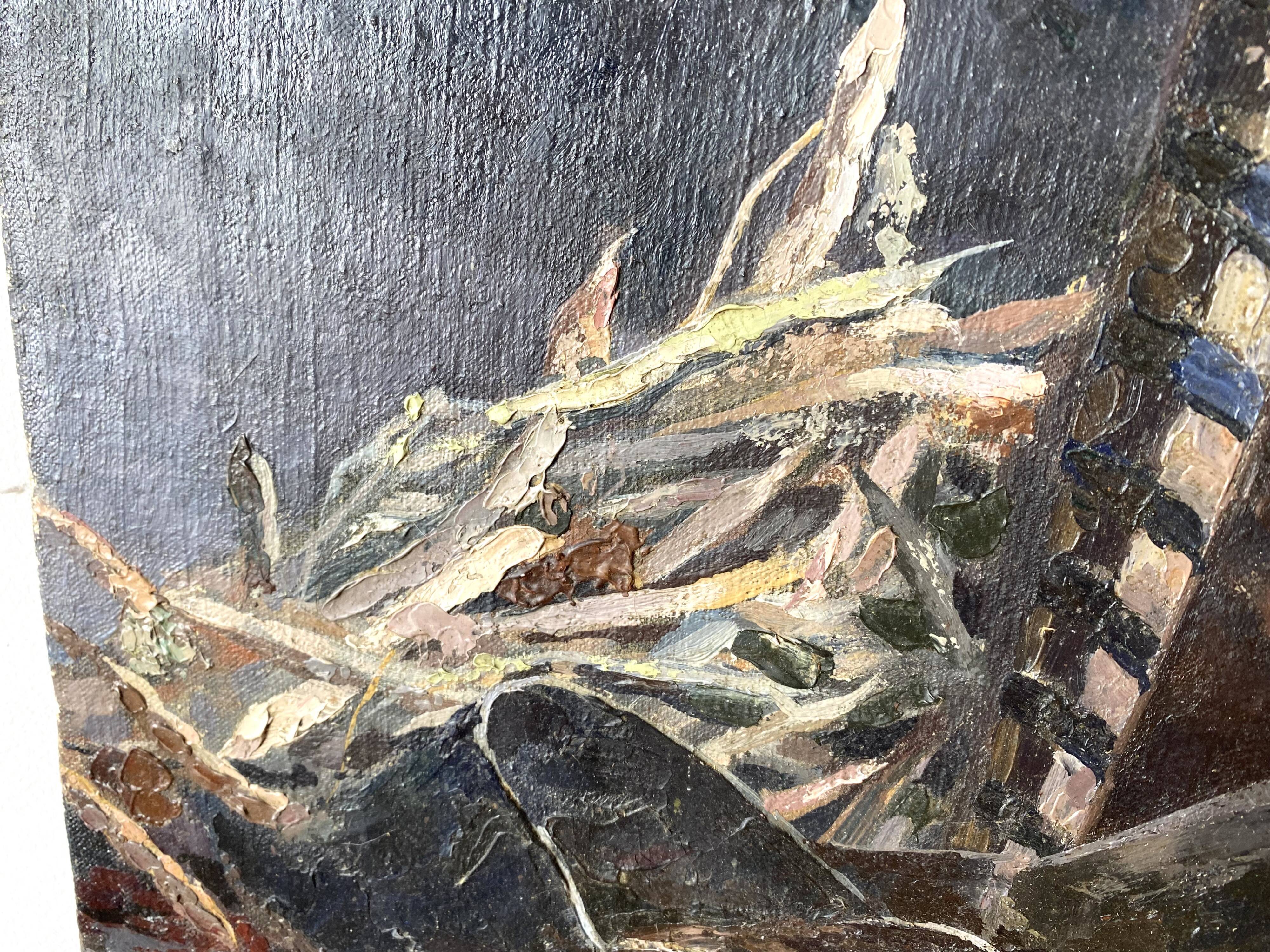 Oil on canvas still life 60s vintage