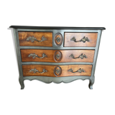 Curved patinated chest of drawers
