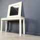 Vintage french console in lacquered wood with mirror, 1980s