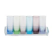 Set of glasses with a tray, Italian design, 1970s, made in Italy