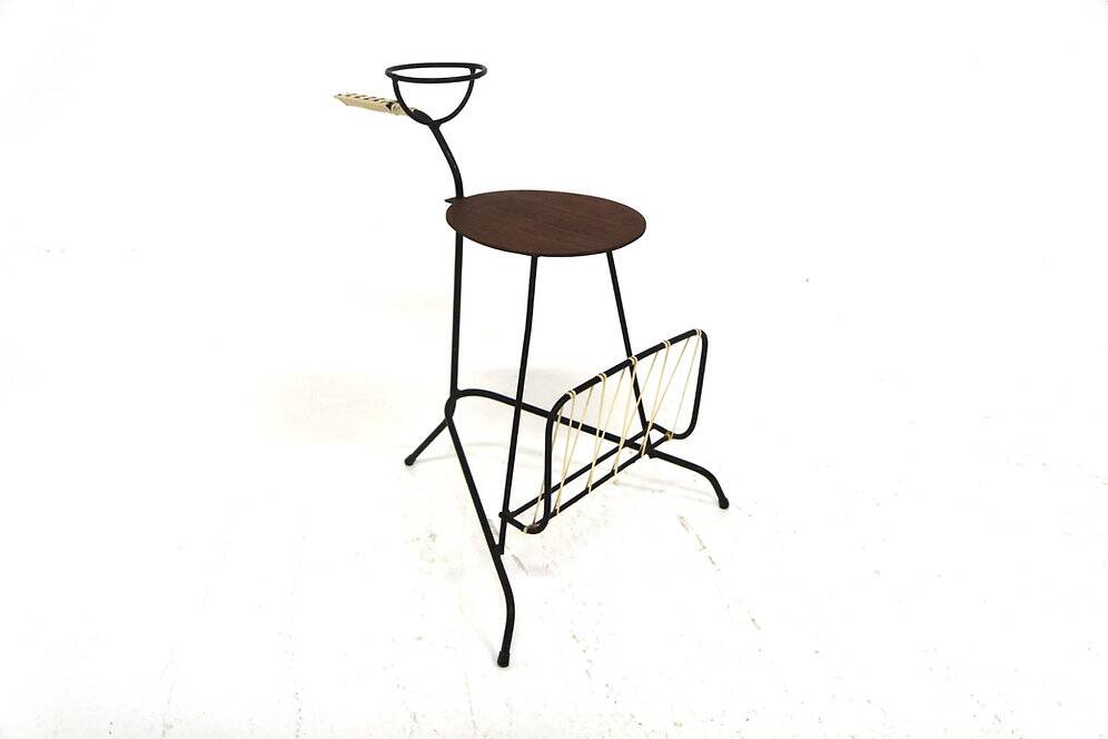 Teak and metal side table, Sweden, 1950s