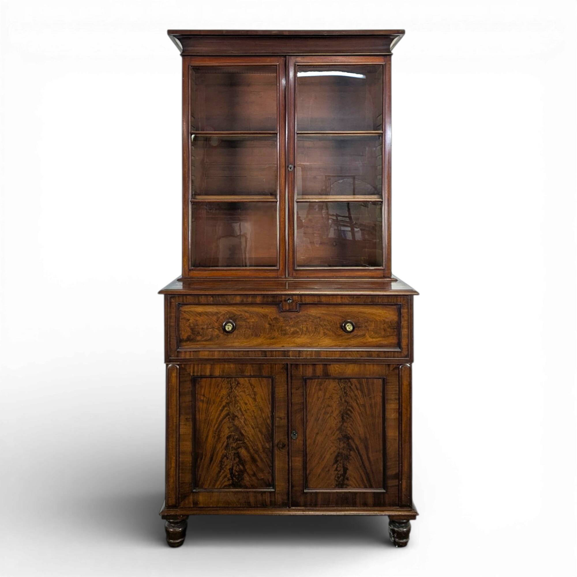 English mahogany secretary bookcase.