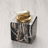 Vintage table lighter in black marble and brass