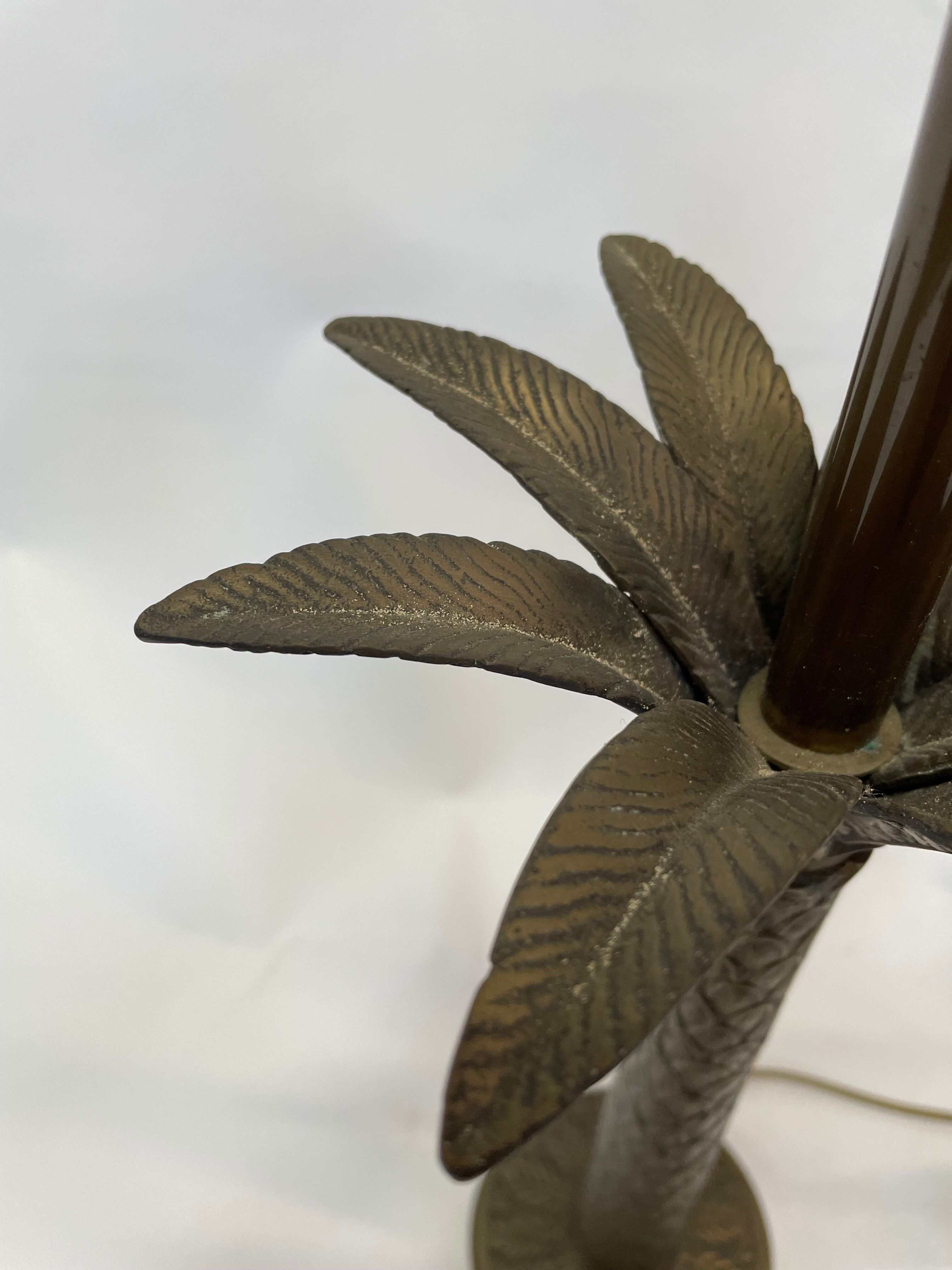 Vintage palm tree lamp base 1960s brass mid century