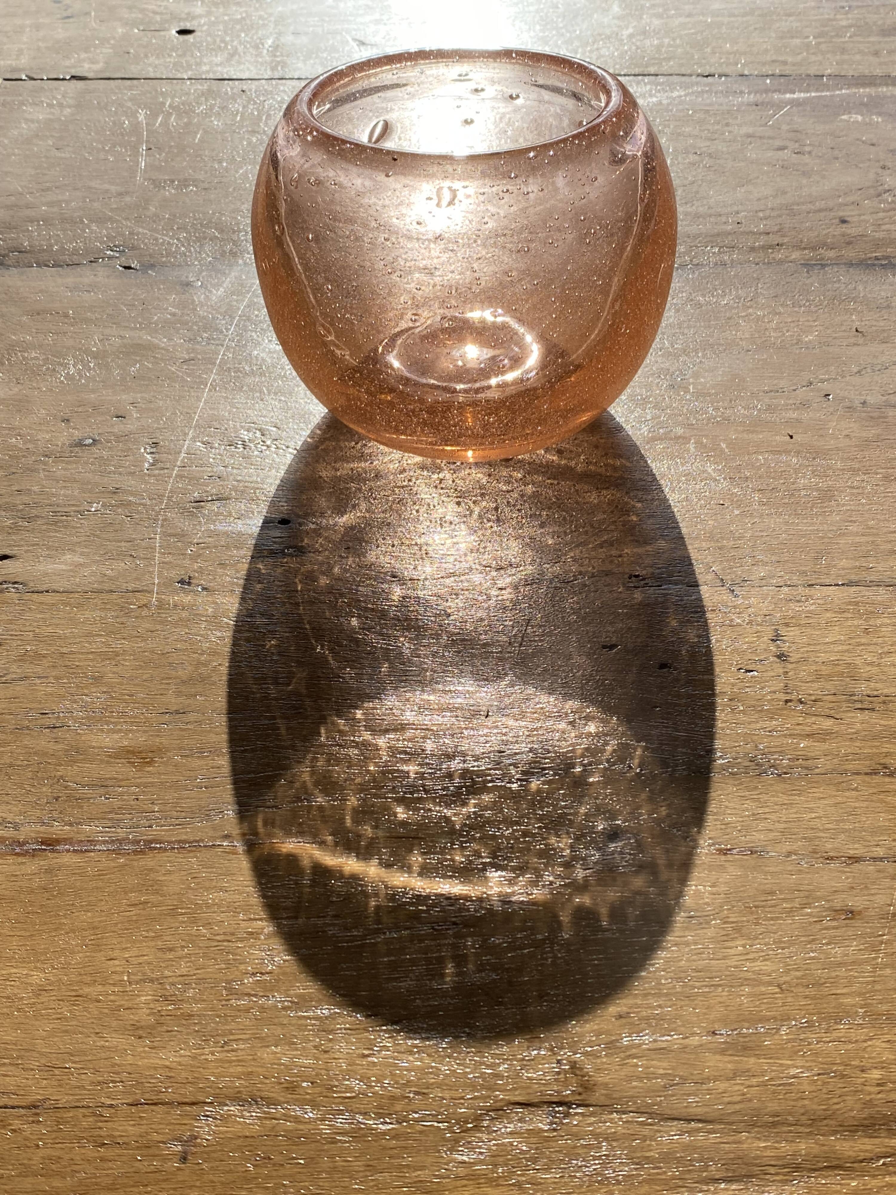 Pink glass vase after Biot