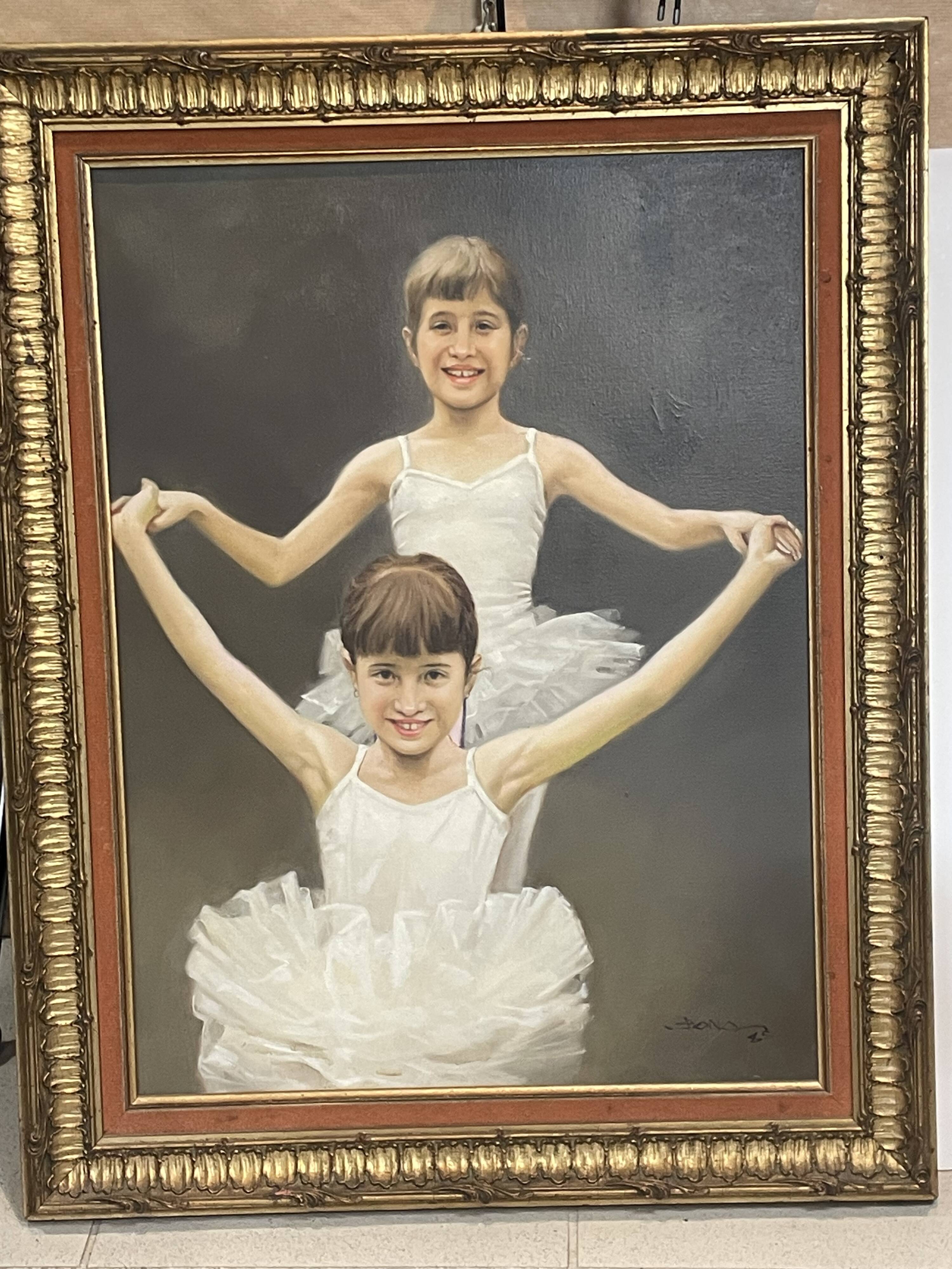 Painting on canvas, airbrush? young dancer in tutu, to be identified