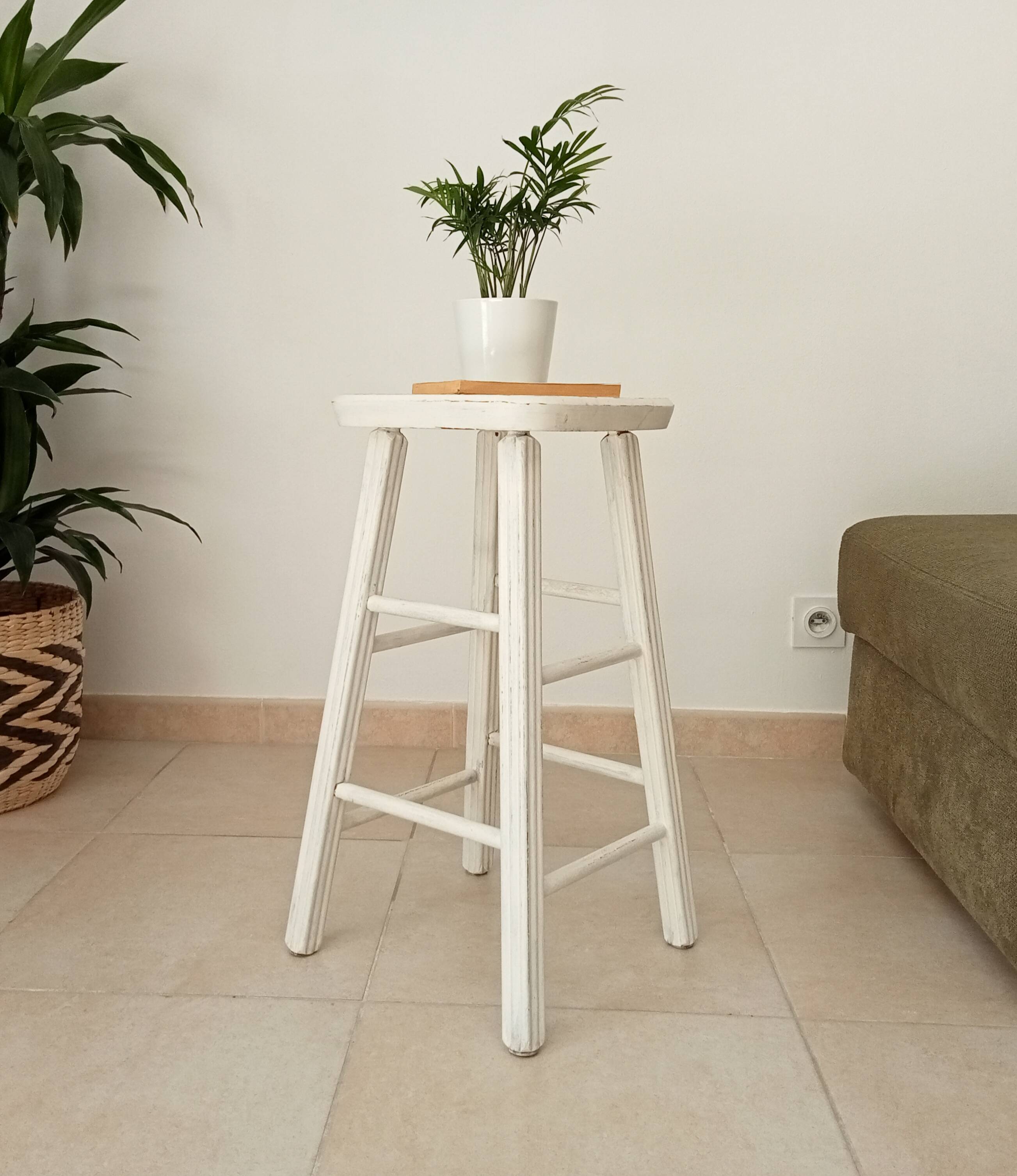 Vintage shabby wooden stool