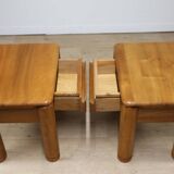 Pair of vintage elm bedside tables, 1970s