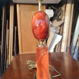 Lamp circa 1970 in iron and lacquered wood as well as bronze
