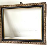Cadre bois ancien Bordure noire & dorée 28,5 cm x 24 cm