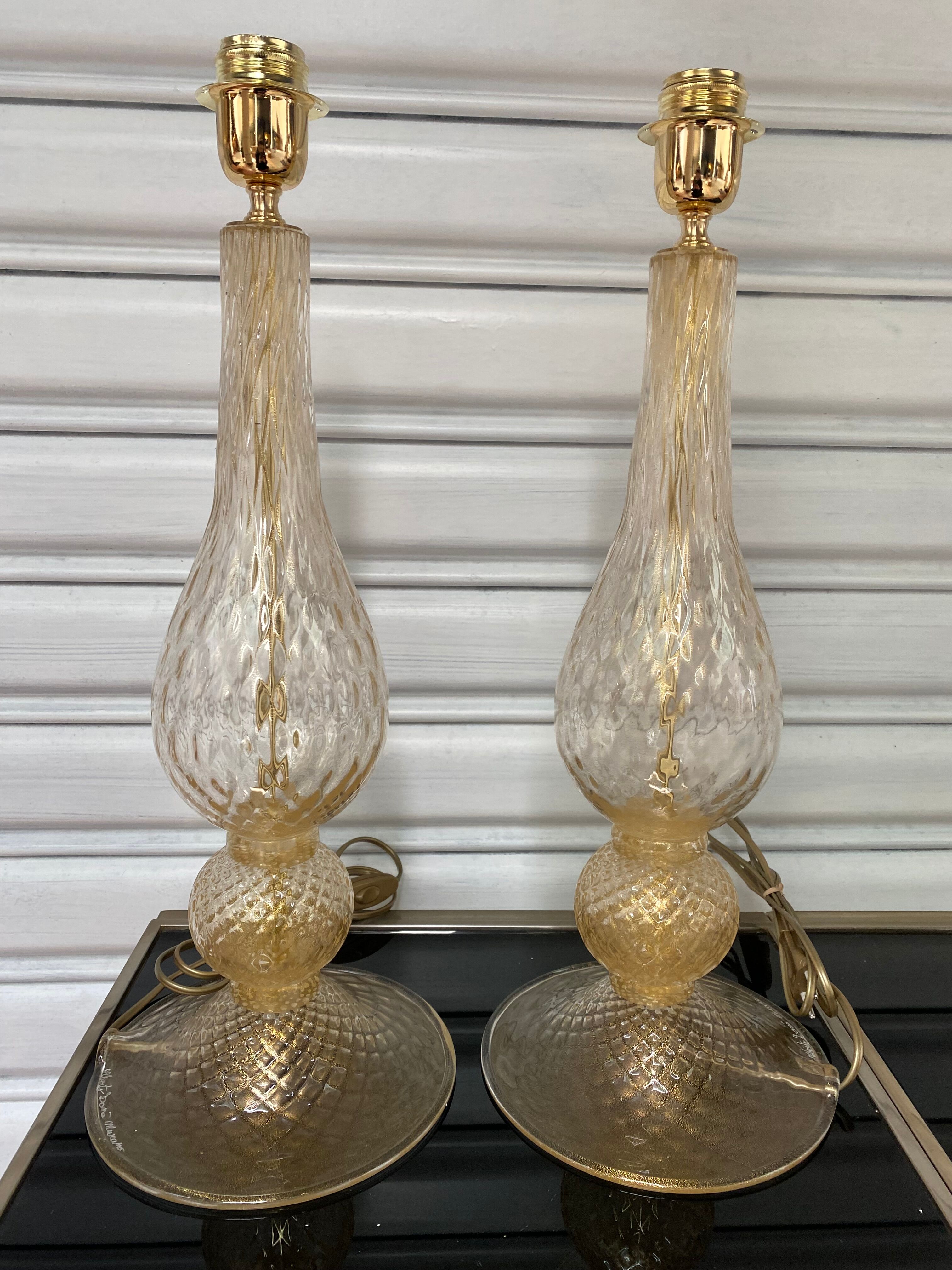 Pair of lamp legs Alberto Dona - Murano - 70s