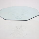 1970s lucite dining table with glass top