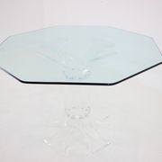 Table à manger lucite des années 1970 avec plateau en verre