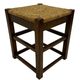 Vintage wooden stool straw seat 60s minimalist design