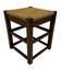 Vintage wooden stool straw seat 60s minimalist design