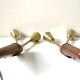 Pair of Scandinavian Midcentury wall lights sconces Brass & teak wood