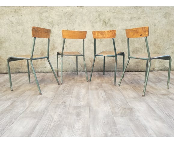 Lot de 4 chaises d'ecole vintage stella