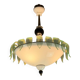 Venetian chandelier in white, black and green Murano glass sprinkled with gold, circa 1980