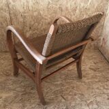 Bauhaus armchair in wood and rope by Erich Dieckmann