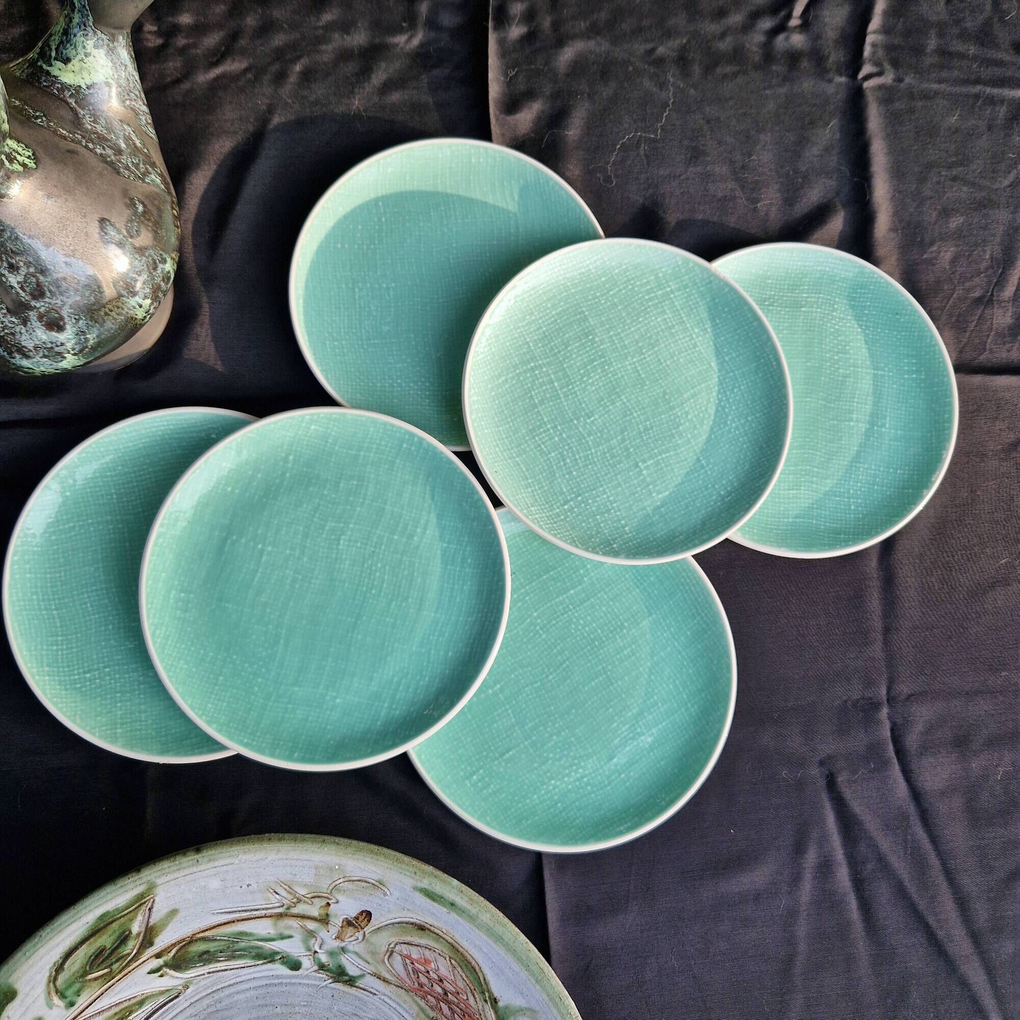 Set of 6 SALINS Deauville dessert plates, GREEN model