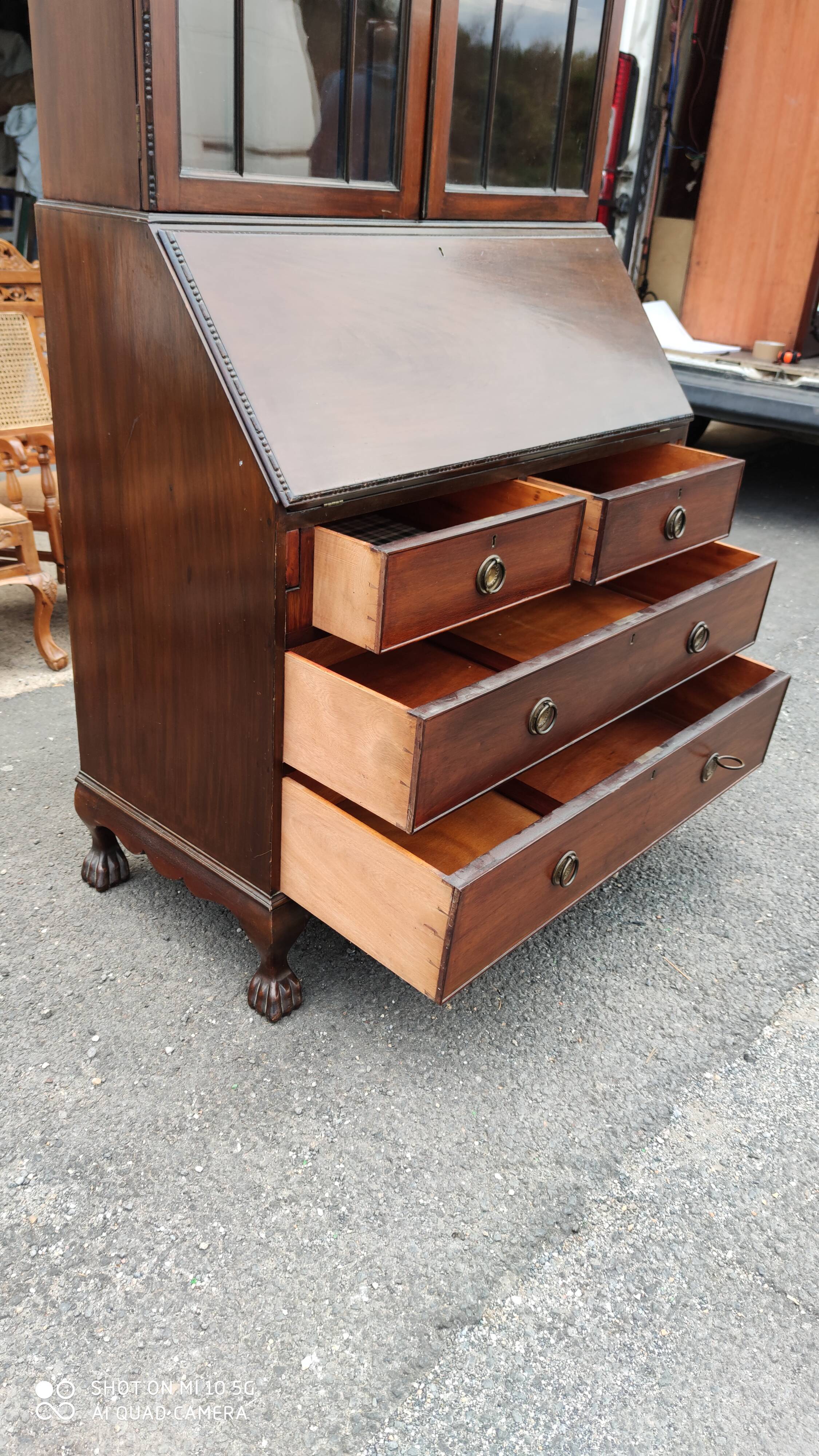 Bibliothèque scriban anglais en acajou vers 1920