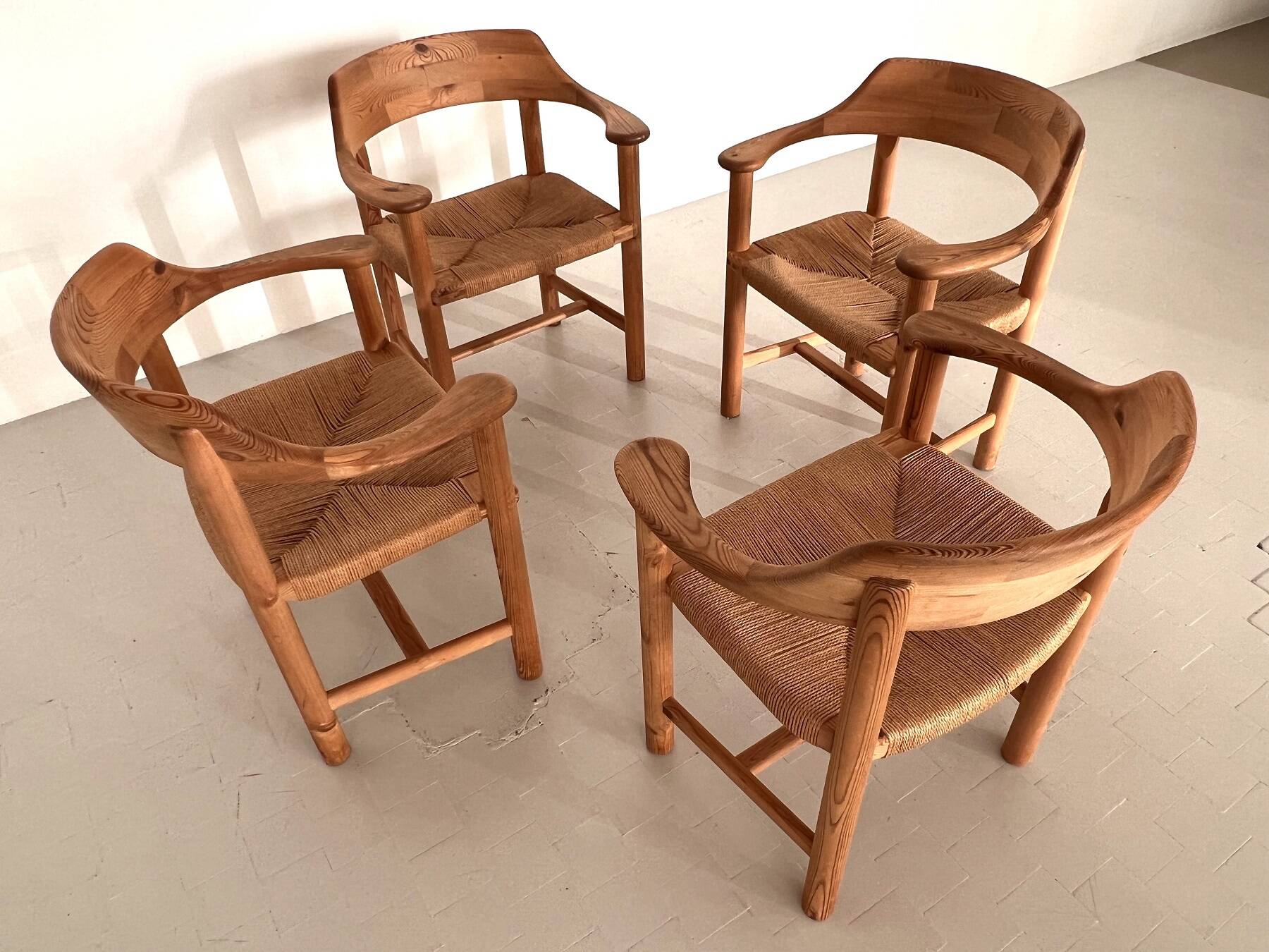 Rainer Daumiller Dining Chairs in Pine and Paper Cord, 1970s